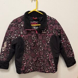 Castle Kids' Black Jacket with Pink Floral Print